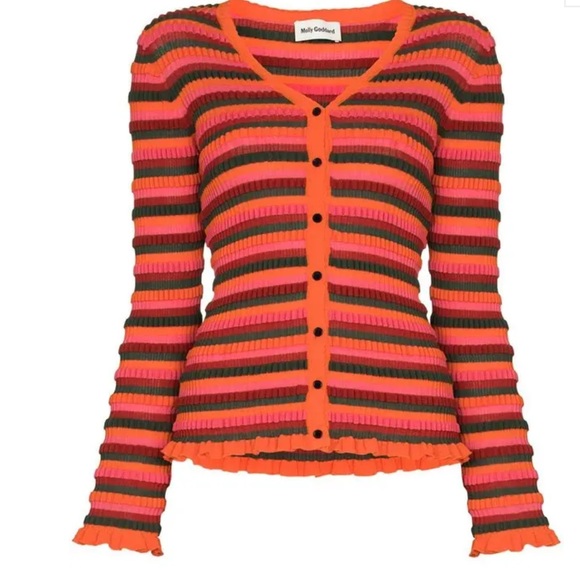 Molly Goddard Aara Horizontal Stripe Cardigan Size L Retail $380.00 - Picture 5 of 12